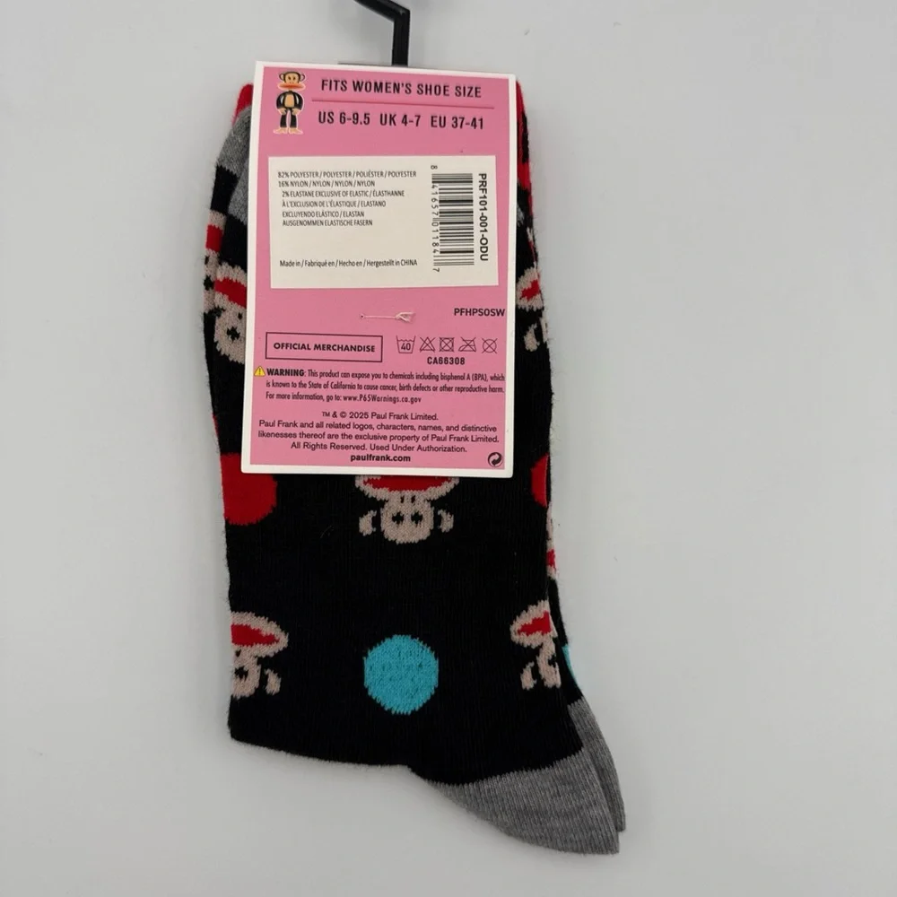 Paul Frank Women Men‎ Unisex Socks OS Y2K Inspired Brand New